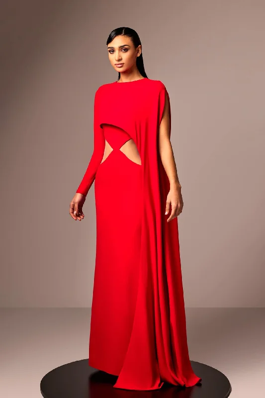Cut out detailed dress with cape Tunics Versatile functional