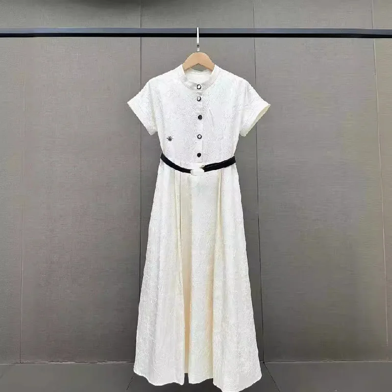 Dark jacquard waist dress Tunics Recommended stylist