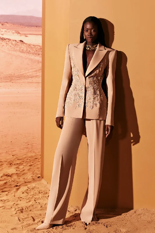 Embroidered crepe blazer with trousers Women's Classic Suit