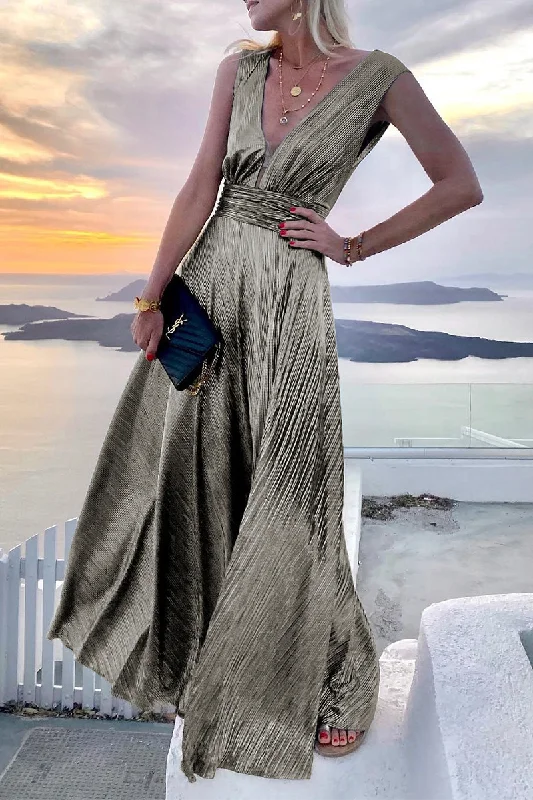 Fashion Solid Patchwork V Neck Waist Skirt Dresses Tunics Fashionable chic