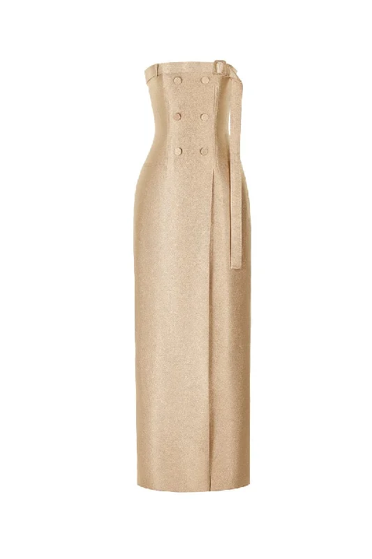 GLORY TAFFETA LONG DRESS Boat Neckline Classic