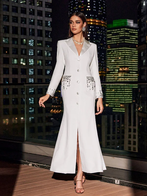 Hassan Rhinestone Blazer Dress In White Women's Luxurious Suit