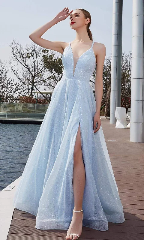 J'Adore Dresses - J19015 V Neck Glittered A-line Long Dress Tunics Seasonal trendy