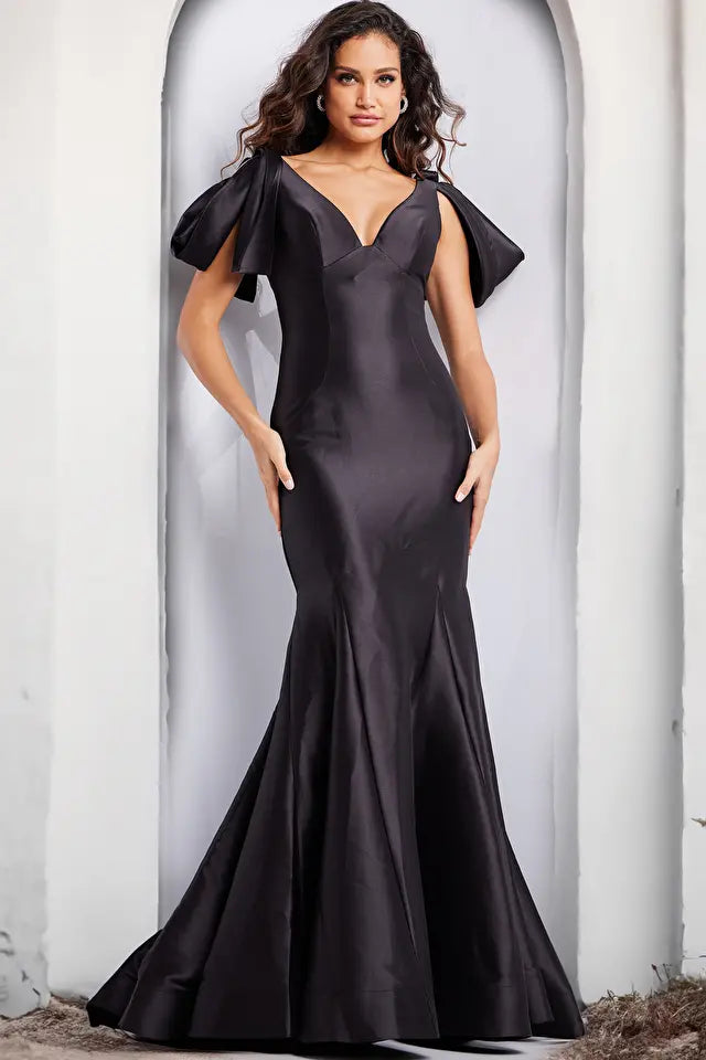 Jovani -24193 Cape Sleeves V-Neck Mermaid Dress Tunics Versatile all-occasion