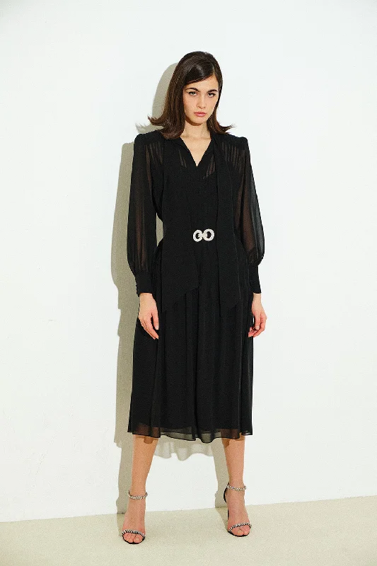 Kendall Dress | Midnight Black Turtleneck Neckline Stylish
