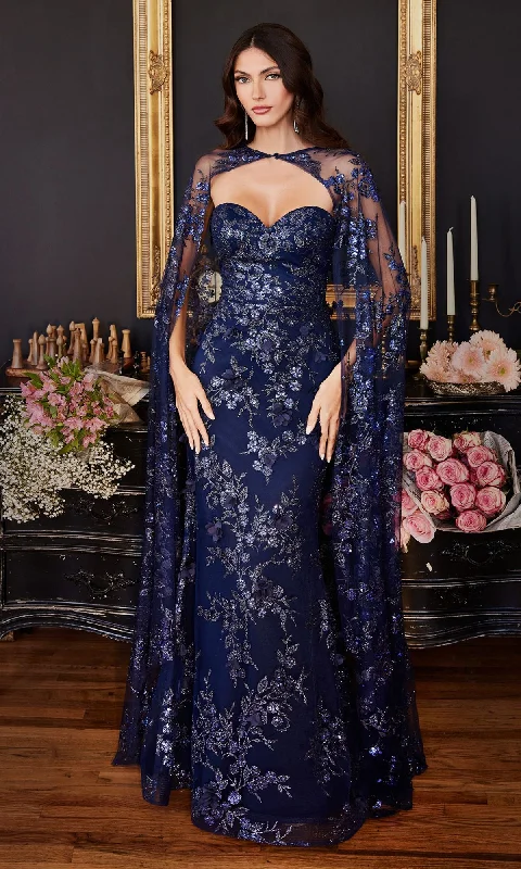 Strapless Long Pageant Dress with Cape J834 Turtleneck Warm Winter