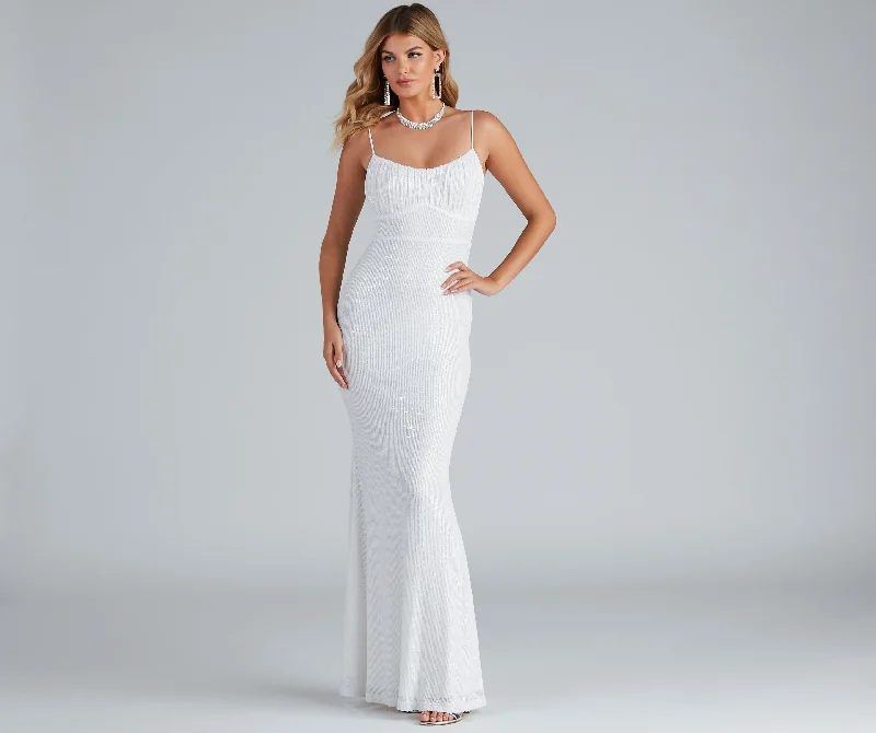 Martha Formal Sequin Long Dress A-Line Day Work