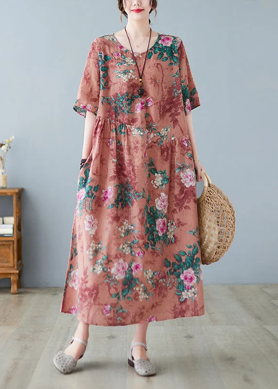 Orange Patchwork Wrinkled Vacation Long Dresses Half Sleeve Tunics Sophisticated sleek Orange Patchwork Wrinkled Vacation Long Dresses Half Sleeve Tunics Sophisticated sleek