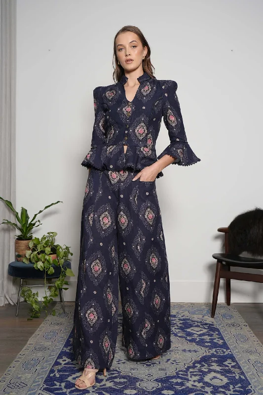 Printed multi blazer with wide pants Women's Wedding Blazer