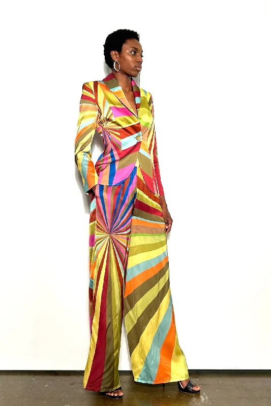 Psychedelic one button blazer and pants Women's Boutique Jacket