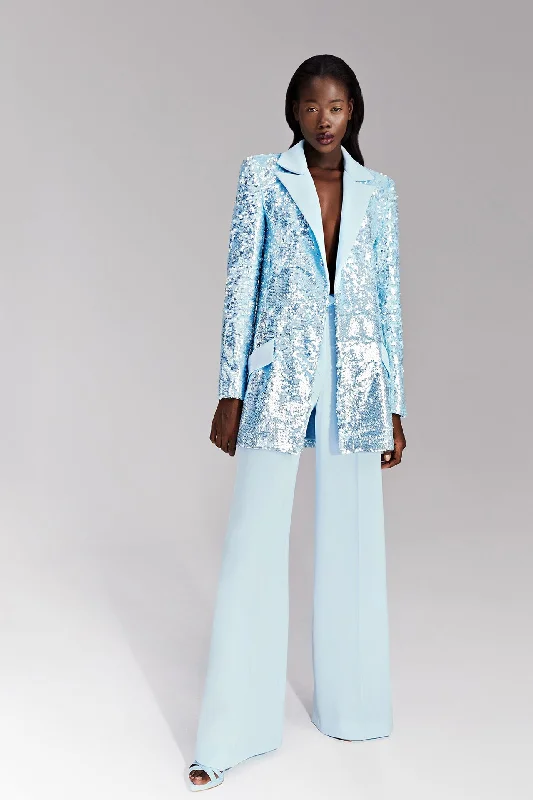 Sequined blazer paired with crepe trousers Women's Simple Jacket