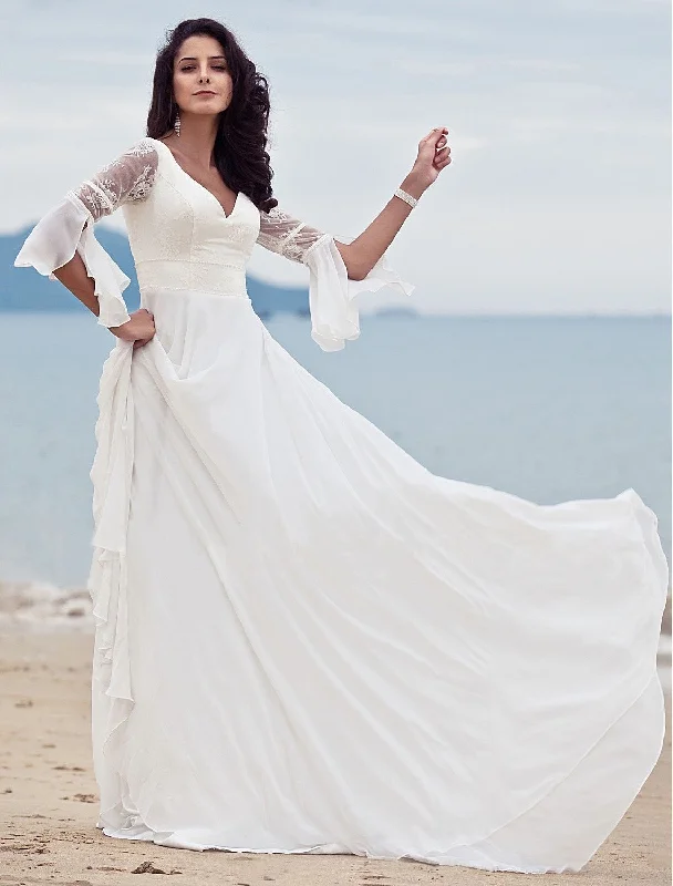 Sexy Deep V neck Lace Beaded Long Dress empire Waist empire