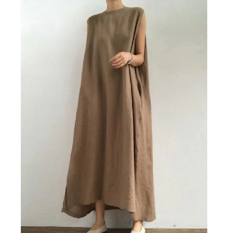 Simple Loose Sleeveless Long Dress Tunics Stylish elegant
