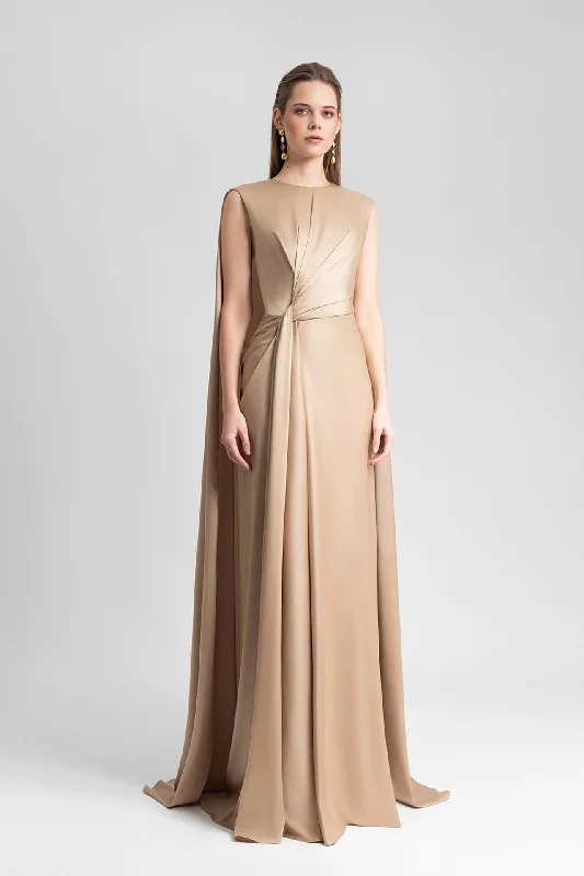 Sleeveless satin dress with cape Tunics Yoga stretchy