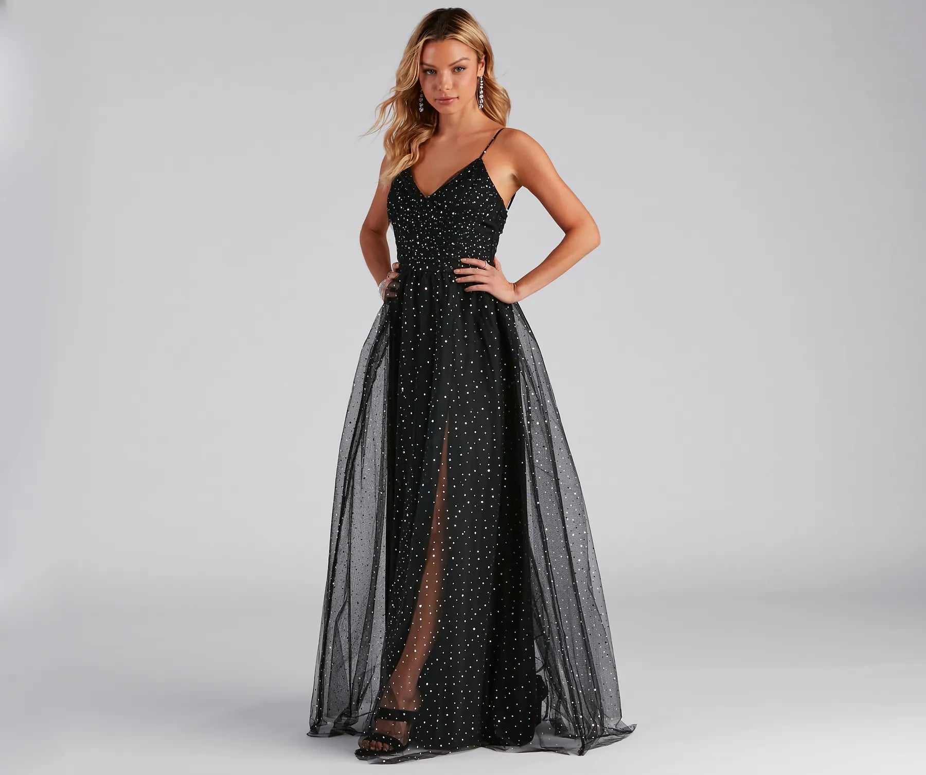 Stassie Sparkly Tulle A-Line Long Dress Tunics Velvet soft