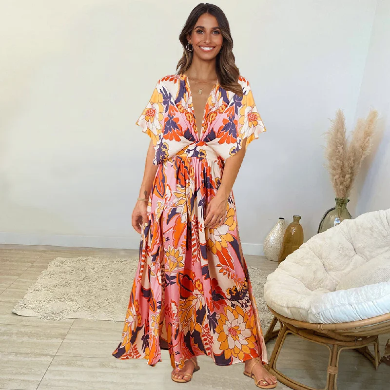 Summer Casual Bat Sleeves Beach Long Dresses Tunics Stylish elegant