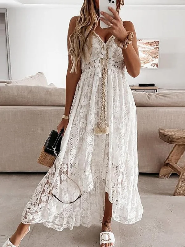 Women's Swing Dress Maxi long Dress White Beige Sleeveless Print Embroidered Lace Spring Summer V Neck Casual Boho S M L XL XXL Shift Classic Vintage Women's Swing Dress Maxi long Dress White Beige Sleeveless Print Embroidered Lace Spring Summer V Neck Casual Boho S M L XL XXL Shift Classic Vintage