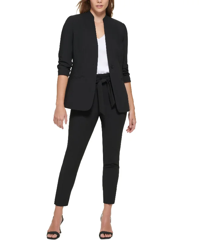 Calvin Klein Petite Long Sleeve One Button Blazer Women's Vintage Suit