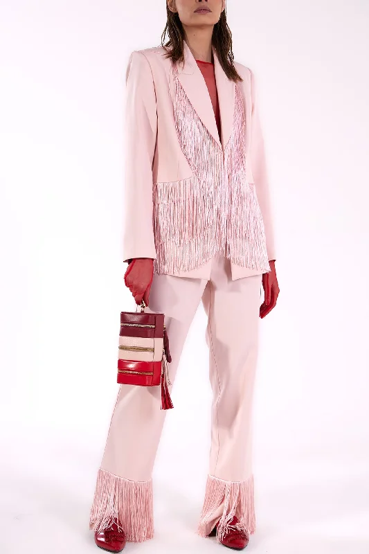 Crepe blazer with fringes and pants Women's Elegant Suit