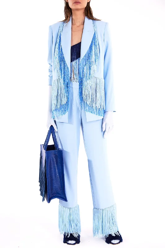 Crepe blazer with hand beads and fringes with pants Women's Premium Blazer