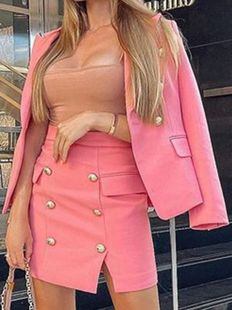 Women's Sets Button Long Sleeve Blazers & Skirt Two Piece Set Women's Classic Blazer Women's Sets Button Long Sleeve Blazers & Skirt Two Piece Set Women's Classic Blazer
