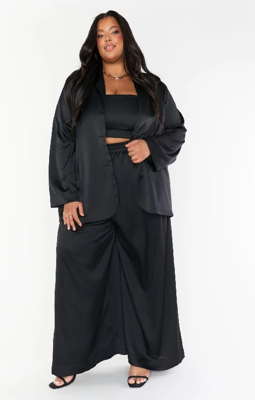Felix Blazer ~ Black Luxe Satin Women's Fashion Blazer