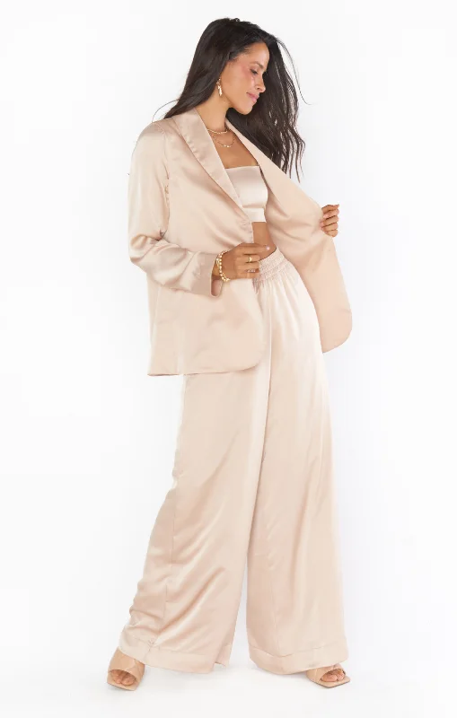 Felix Blazer ~ Champagne Luxe Satin New Women's Blazer