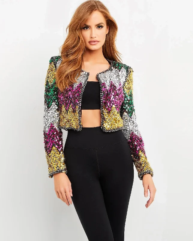 Jovani M05037 Multi Color Sequins Blazer Spring Women's Coat
