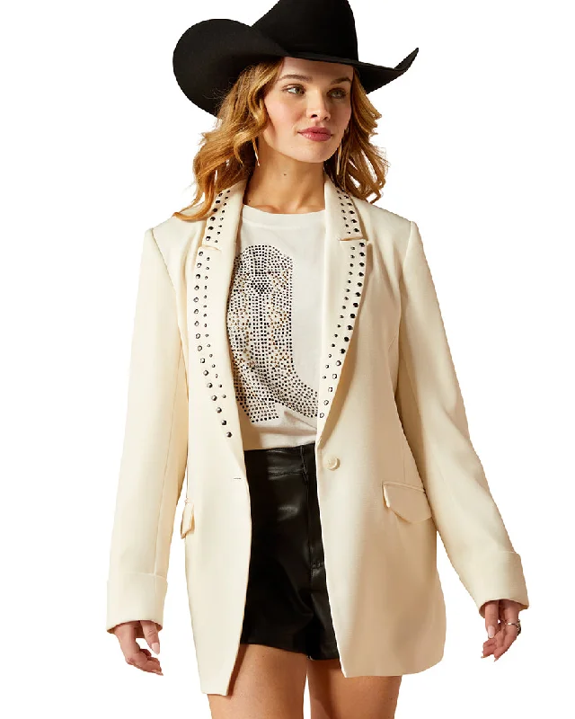 Women's Ace Studded Crepe Blazer Women's Boutique Jacket