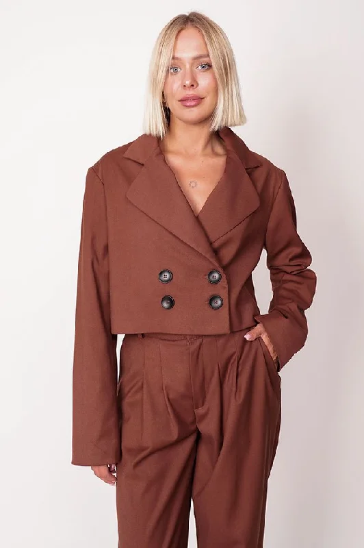 Aspen Cropped Blazer Brown Women's Classic Suit