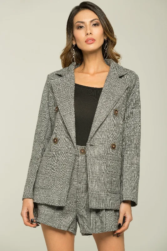 Black and White Tweed Blazer and Shorts Set Women's Adventure Blazer