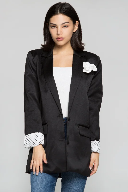 Black Tailored Blazer with Encrusted Jewels Women's Trendy Jacket