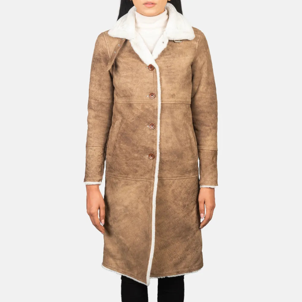 Distressed Brown Trench Coat in Buckled Collar Modern Trench Coat Design