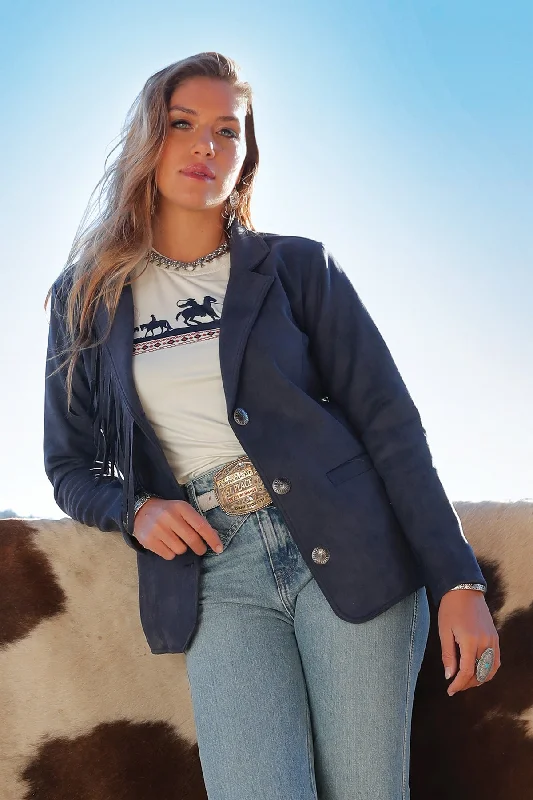 CINCH NAVY SUEDE BLAZER Women's Professional Jacket