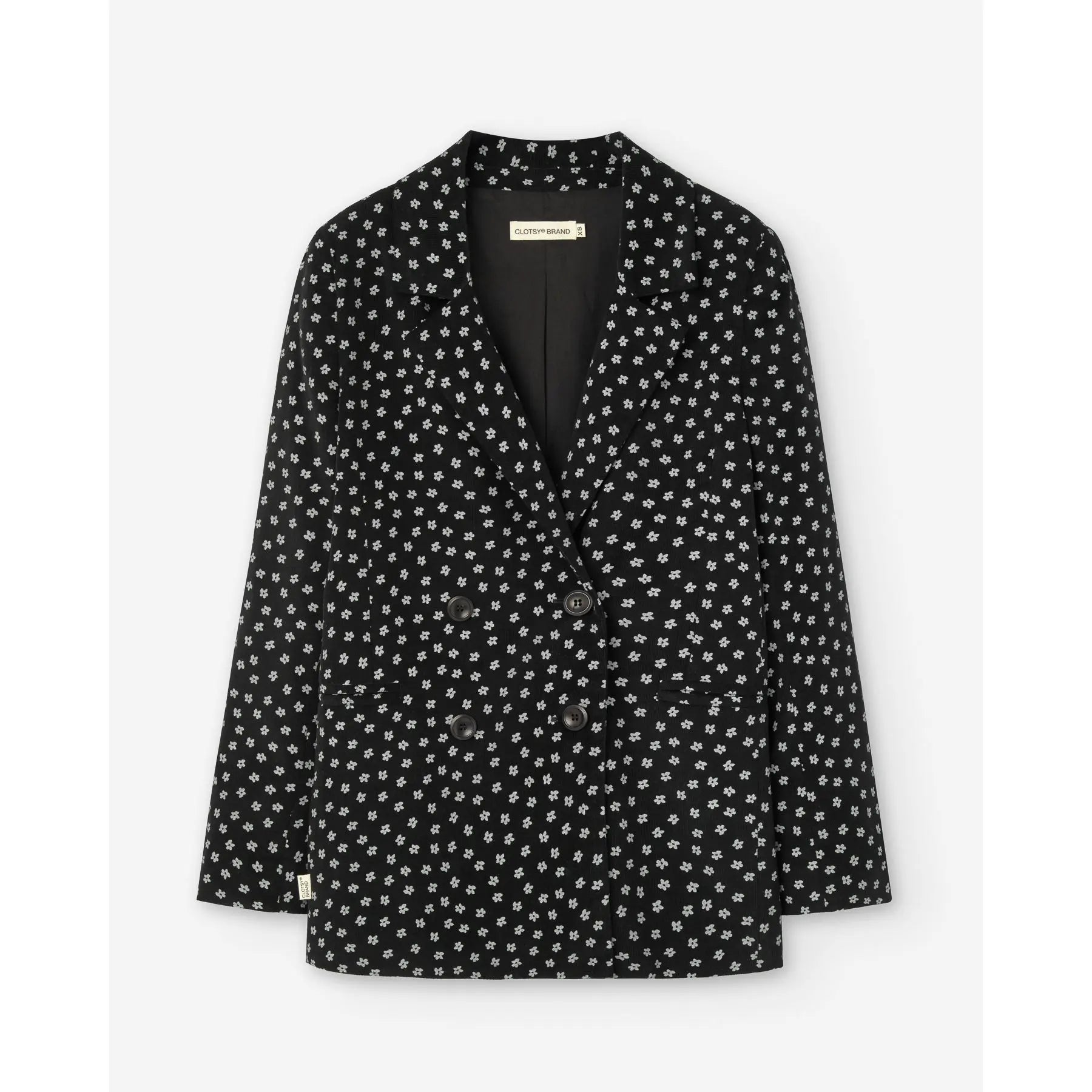 Floral Corduroy Blazer Black Women's Vintage Suit