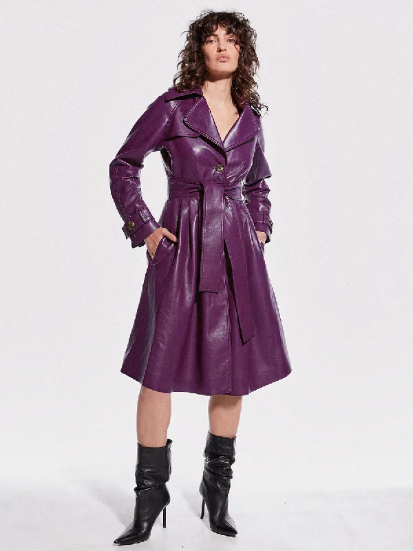 DARCY RECYCLED LEATHER TRENCH Warm Long Sleeve Trench