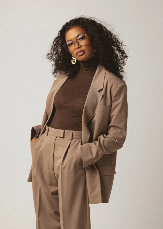 Jagger Double-Breasted Blazer Taupe Women's Elegant Suit