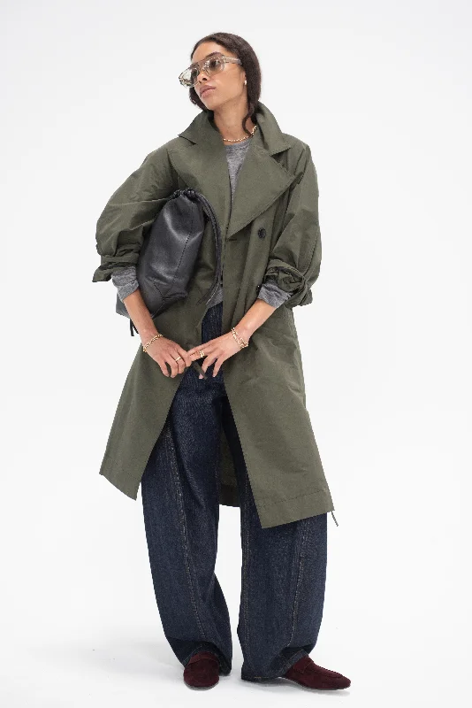 London Calling Trench, Military Green Fashionable Short Trench Jacket