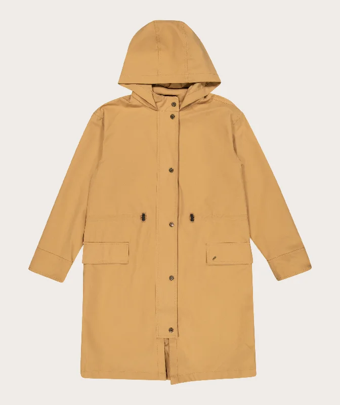 Ladies Trench Coat - Camel Modern Long Sleeve Trench