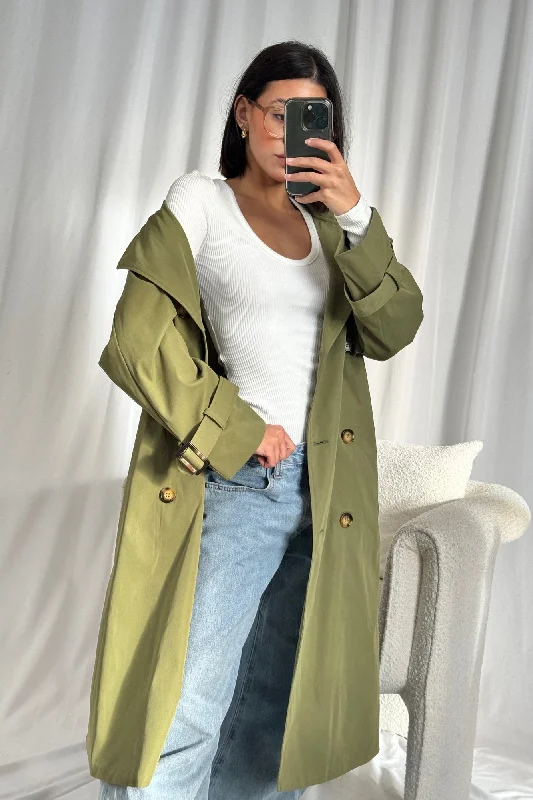 Lia Trench Khaki Fashionable Short Trench Jacket