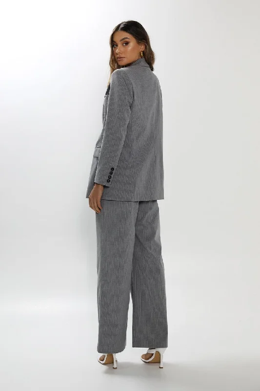 Madison The Label Ricky Blazer Pinstripe - Grey Women's Elegant Suit