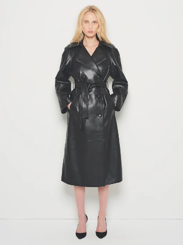 MILLER RECYCLED LEATHER TRENCH COAT Comfortable Trench Coat for Women
