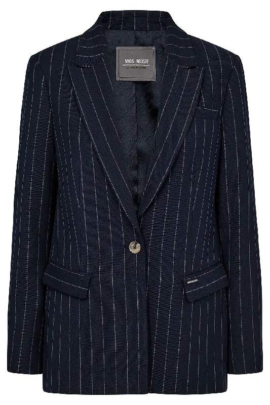 Mos Mosh 167000 Salute Navy Cher Prima Pinstripe Blazer Plus Size Women's Coat