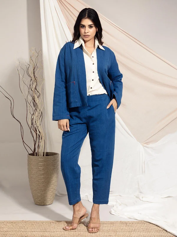 Naturally Dyed Blue Blazer Women's Vintage Jacket