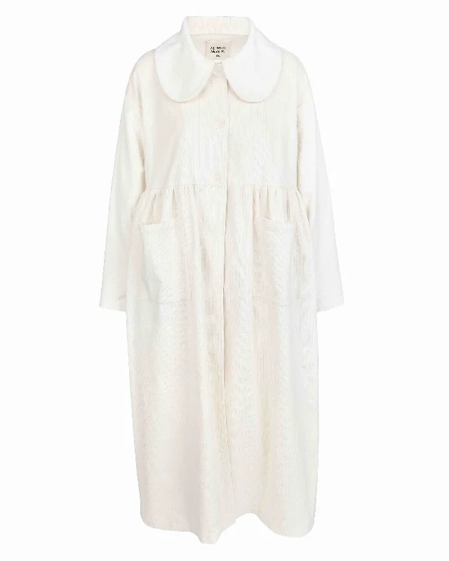 Nina Cord Trench Coat - Cream Classic Single-Breasted Trench