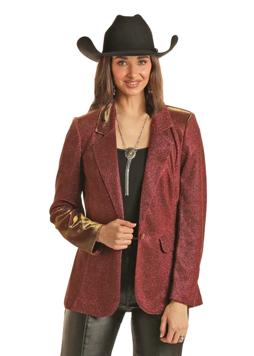 Panhandle Slim® Women's Burgundy Rock N Roll Cowgirl Iridescent Blazer Women's High-End Blazer