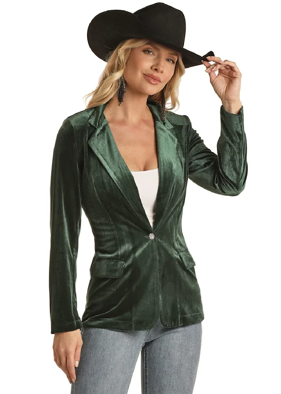 Panhandle Slim® Women's Single Button Green Velvet Western Blazer Women's Vintage Suit