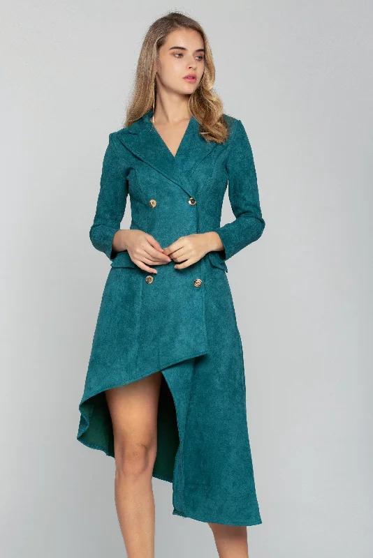 Parakeet Asymmetrical Double Breasted Blazer Dress Women's Patchwork Suit