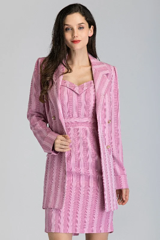 Pink Stripe Dress and Blazer Set Women's Premium Blazer