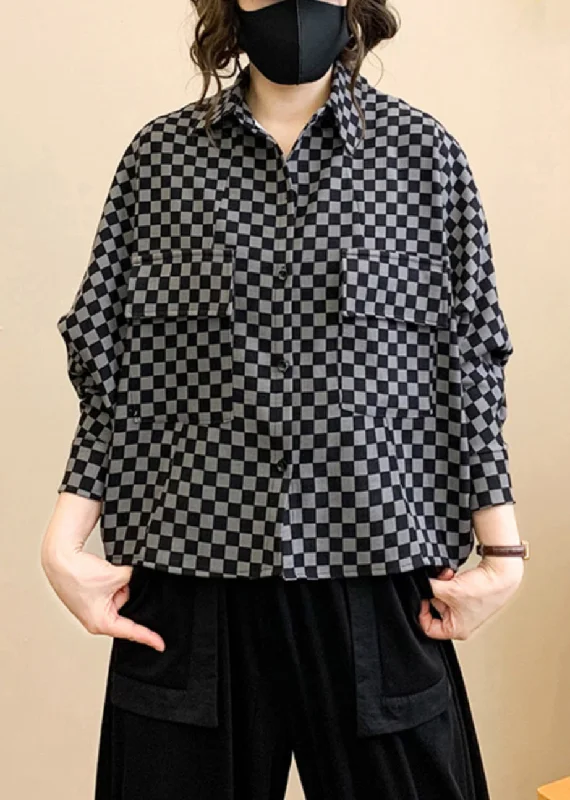 Plaid Print Patchwork Cotton Trench Peter Pan Collar Long Sleeve Fashionable Cropped Trench Coat Plaid Print Patchwork Cotton Trench Peter Pan Collar Long Sleeve Fashionable Cropped Trench Coat